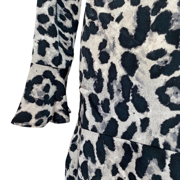Summer Chiffon Leopard Mini Dress with Bell Sleeve - Picture 9 of 13